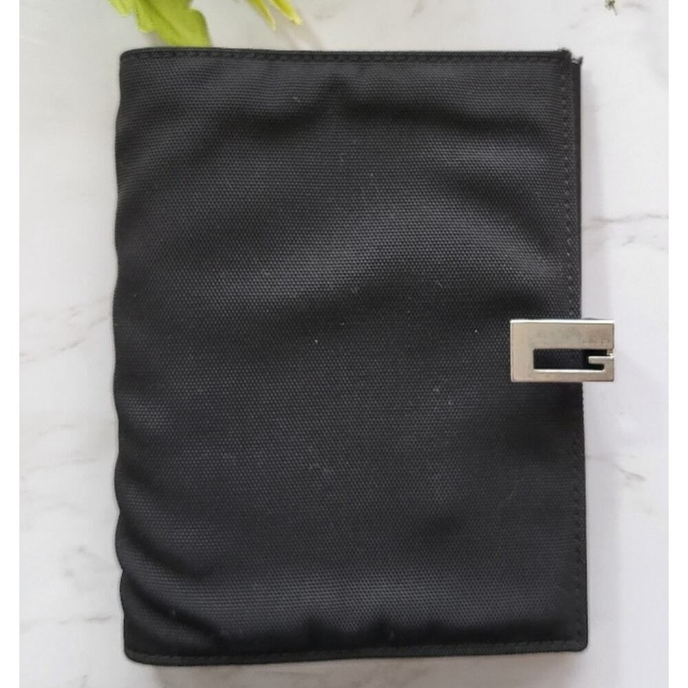 GENUINE GUCCI AGENDA BLACK CANVAS LEATHER NOTEBOOK ORGANIZER PLANNER AUTHENTIC